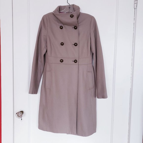 Old Navy Womens wool blend double-breasted mocha mauve gray peacoat lined size S - Picture 3 of 14